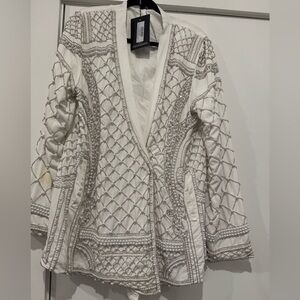 PrettyLittleThing White Jacket with Silver Accents